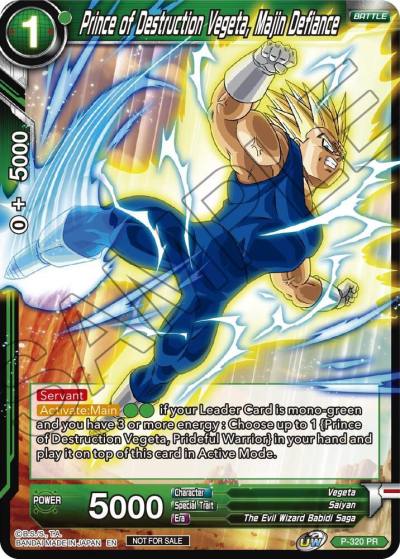 Prince of Destruction Vegeta Majin Defiance P-320 Tournament Promotion Cards Dragonball Super card