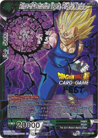 Prince of Destruction Vegeta Prideful Warrior Card Game Fest 2022 BT11-066 Tournament Promotion Cards Dragonball Super card