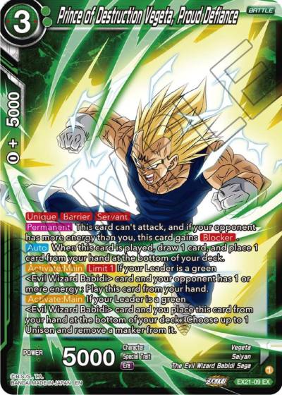 Prince of Destruction Vegeta Proud Defiance Foil EX21-09 5th Anniversary Set Dragonball Super card