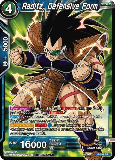 Raditz Defensive Form Zenkai Series Tournament Pack Vol6 P-558 Tournament Promotion Cards Dragonball Super card