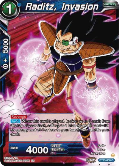 Raditz Invasion Foil BT23-058 Perfect Combination Dragonball Super card