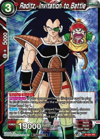 Raditz Invitation to Battle P-341 Tournament Promotion Cards Dragonball Super card