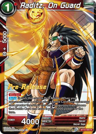 Raditz On Guard BT15-005 Saiyan Showdown Pre-Release Cards Dragonball Super card
