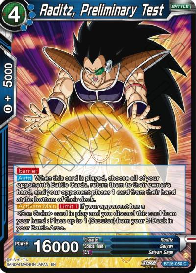 Raditz Preliminary Test BT25-050 Legend of the Dragon Balls Dragonball Super card