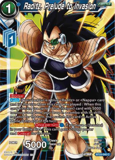 Raditz Prelude to Invasion BT23-040 Perfect Combination Dragonball Super card