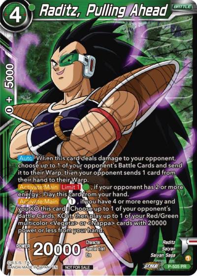 Raditz Pulling Ahead Zenkai Series Tournament Pack Vol4 Winner P-505 Tournament Promotion Cards Dragonball Super card