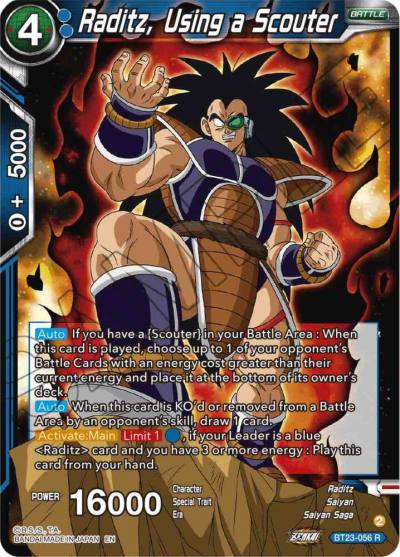 Raditz Using a Scouter Foil BT23-056 Perfect Combination Dragonball Super card