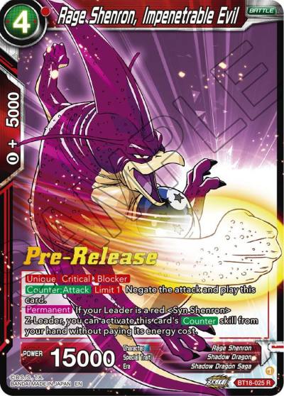 Rage Shenron Impenetrable Evil BT18-025 Dawn of the Z-Legends Pre-Release Cards Dragonball Super card