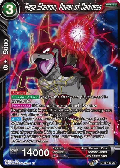 Rage Shenron Power of Darkness BT15-136 Saiyan Showdown Dragonball Super card