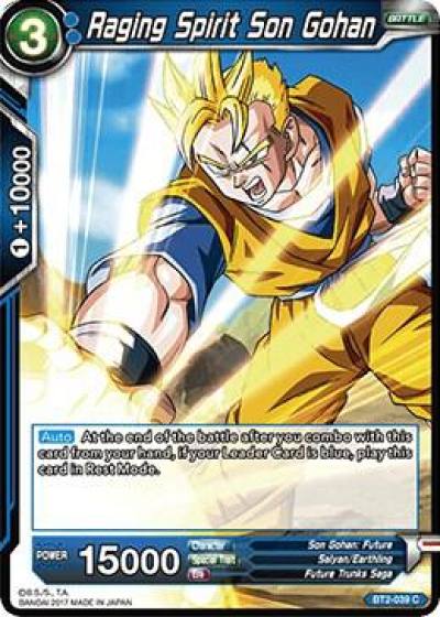 Raging Spirit Son Gohan BT2-039 Union Force Dragonball Super card