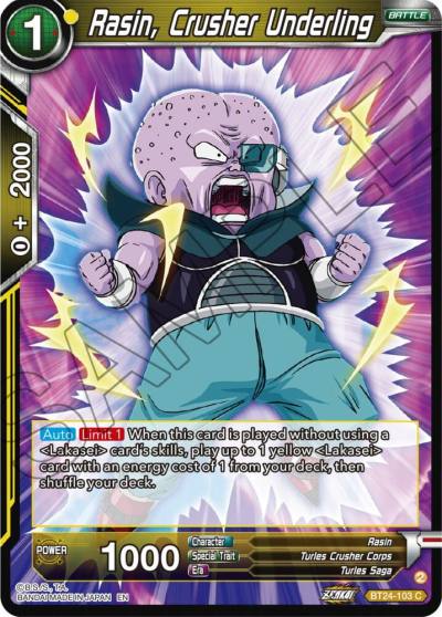 Rasin Crusher Underling BT24-103 Beyond Generations Dragonball Super card