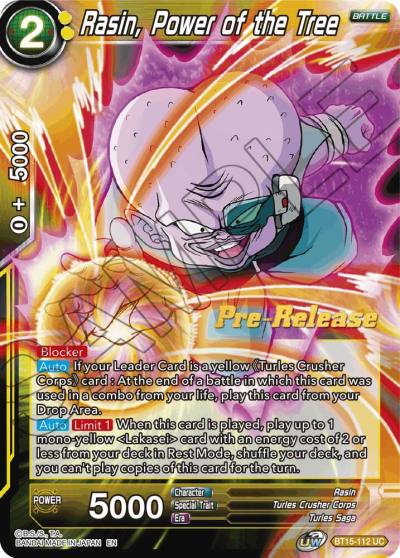 Rasin Power of the Tree BT15-112 Saiyan Showdown Pre-Release Cards Dragonball Super card