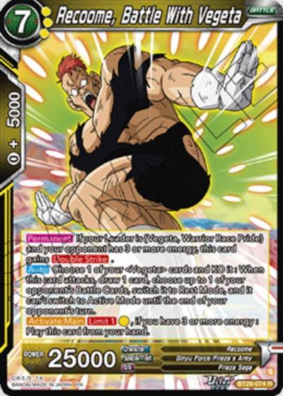 Recoome Battle With Vegeta BT29-074 Fearsome Rivals Dragonball Super card