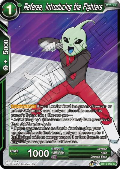 Referee Introducing the Fighters Foil BT16-066 Realm of the Gods Dragonball Super card