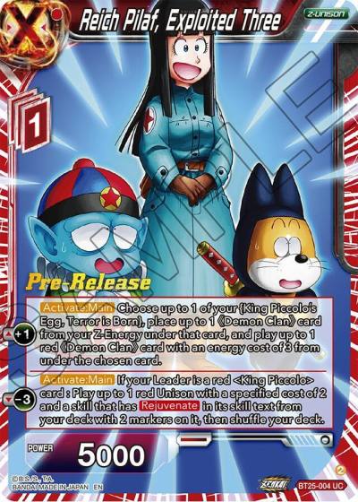 Reich Pilaf Exploited Three BT25-004 Legend of the Dragon Balls Pre-Release Cards Dragonball Super card
