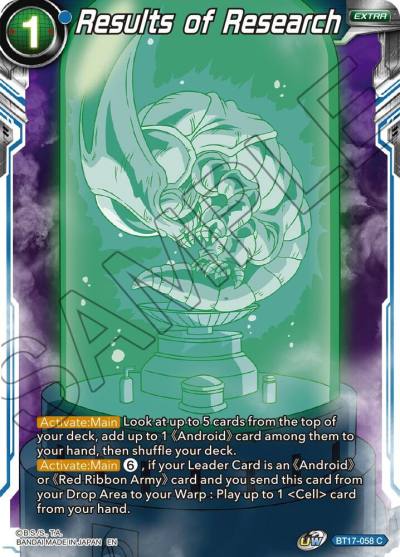 Results of Research BT17-058 Ultimate Squad Dragonball Super card