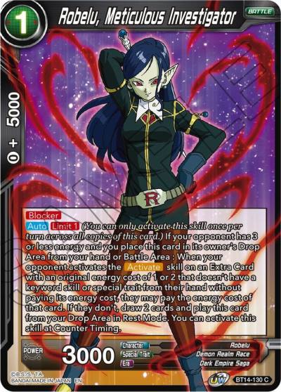 Robelu Meticulous Investigator Foil BT14-130 Cross Spirits Dragonball Super card