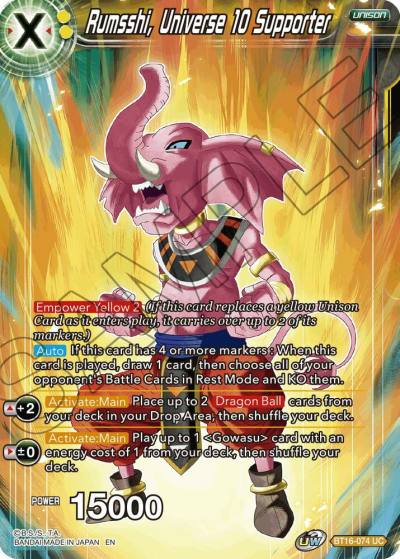Rumsshi Universe 10 Supporter BT16-074 Realm of the Gods Dragonball Super card