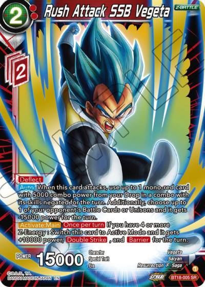 Rush Attack SSB Vegeta BT18-005 Dawn of the Z-Legends Dragonball Super card