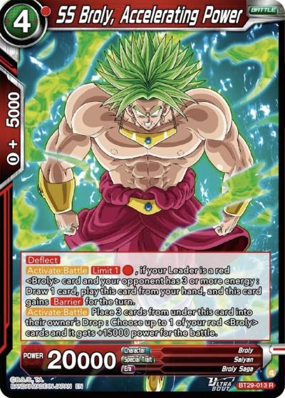SS Broly Accelerating Power BT29-013 Fearsome Rivals Dragonball Super card