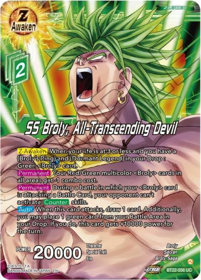 SS Broly All Transcending Devil BT22-056 Critical Blow Dragonball Super card