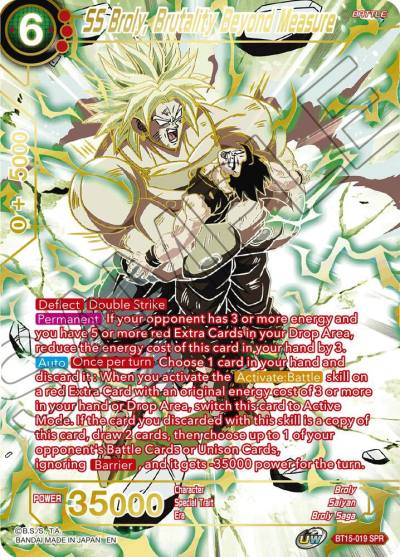 SS Broly Brutality Beyond Measure SPR BT15-019 Saiyan Showdown Dragonball Super card