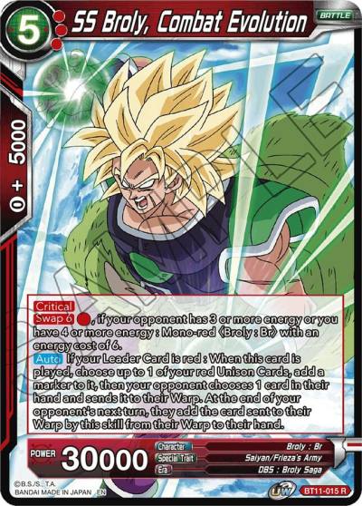 SS Broly Combat Evolution Foil BT11-015 Vermilion Bloodline Dragonball Super card