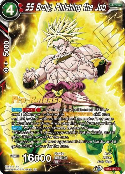 SS Broly Finishing the Job BT15-020 Saiyan Showdown Pre-Release Cards Dragonball Super card