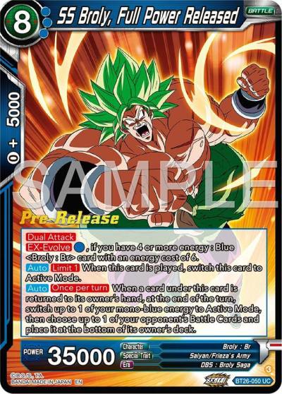 SS Broly Full Power Released BT26-050 Ultimate Advent Pre-Release Cards Dragonball Super card