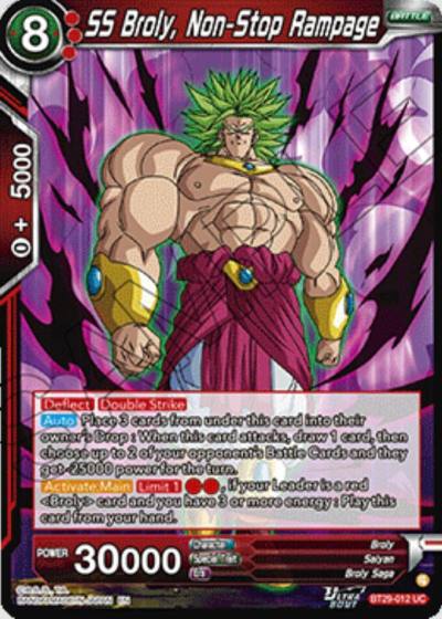 SS Broly Non Stop Rampage BT29-012 Fearsome Rivals Dragonball Super card