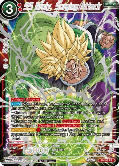 SS Broly Surging Attack Championship 2023 Reward Alternate Art Card Set Holo P-453 Tournament Promotion Cards Dragonball Super card
