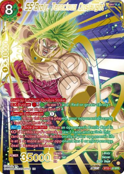 SS Broly Tenacious Onslaught SPR BT22-132 Critical Blow Dragonball Super card