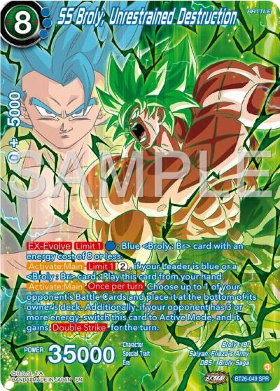 SS Broly Unrestrained Destruction SPR BT26-049 Ultimate Advent Dragonball Super card