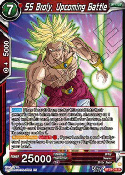 SS Broly Upcoming Battle BT29-018 Fearsome Rivals Dragonball Super card