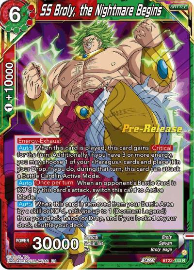 SS Broly the Nightmare Begins BT22-133 Critical Blow Pre-Release Cards Dragonball Super card