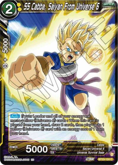 SS Cabba Saiyan From Universe 6 BT23-124 Perfect Combination Dragonball Super card