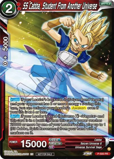 SS Cabba Student From Another Universe Zenkai Series Tournament Pack Vol4 P-500 Tournament Promotion Cards Dragonball Super card