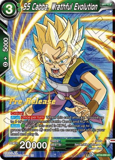 SS Cabba Wrathful Evolution BT16-059 Realm of the Gods Pre-Release Cards Dragonball Super card