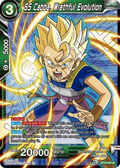 SS Cabba Wrathful Evolution BT16-059 Realm of the Gods Dragonball Super card