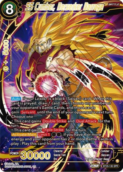 SS Cumber Berserker Barrage SPR BT20-130 Power Absorbed Dragonball Super card