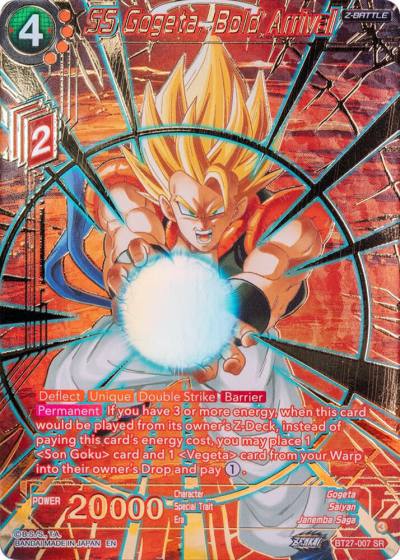 SS Gogeta Bold Arrival Gold Stamped BT27-007 History of Z Dragonball Super card