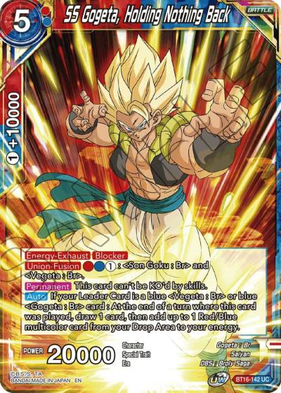SS Gogeta Holding Nothing Back Foil BT16-142 Realm of the Gods Dragonball Super card