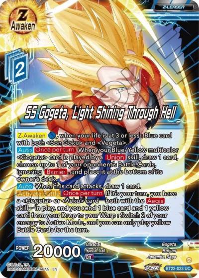 SS Gogeta Light Shining Through Hell BT22-033 Critical Blow Dragonball Super card