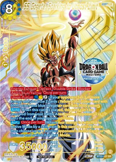 SS Gogeta Sparking to Utmost Limit 2024 Championship Regionals Top 16 BT22-137 Tournament Promotion Cards Dragonball Super card