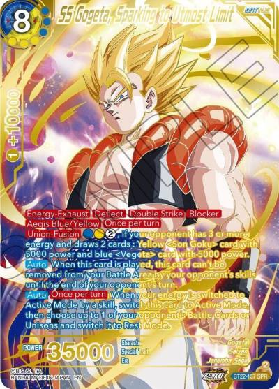 SS Gogeta Sparking to Utmost Limit SPR BT22-137 Critical Blow Dragonball Super card