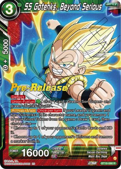 SS Gotenks Beyond Serious BT18-086 Dawn of the Z-Legends Pre-Release Cards Dragonball Super card