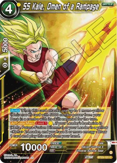 SS Kale Omen of a Rampage BT23-121 Perfect Combination Dragonball Super card