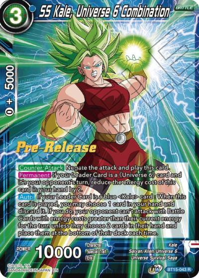 SS Kale Universe 6 Combination BT15-043 Saiyan Showdown Pre-Release Cards Dragonball Super card