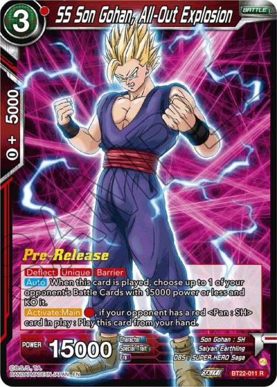 SS Son Gohan All Out Explosion BT22-011 Critical Blow Pre-Release Cards Dragonball Super card