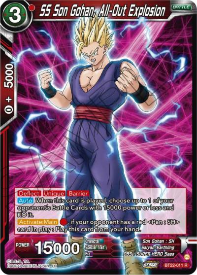 SS Son Gohan All Out Explosion BT22-011 Critical Blow Dragonball Super card
